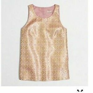 💃J.CREW Jacquard Top Rose Gold Pink Floral Blouse